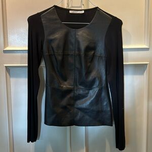 Black long sleeve Bailey 44 for Anthro faux leather front sz S